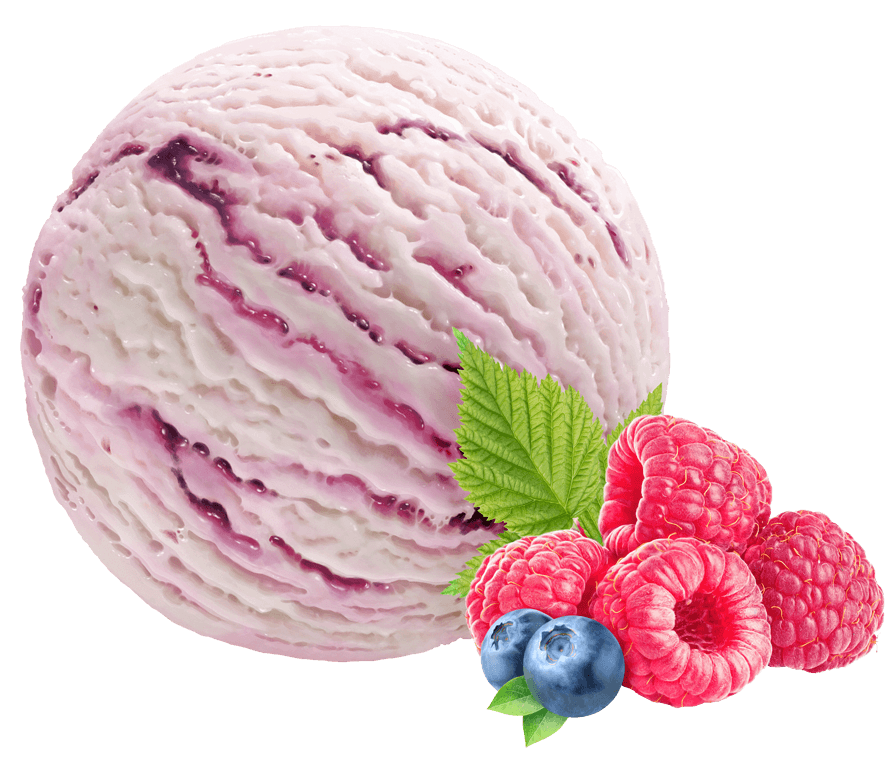 Vanilla ice cream with blueberry and raspberry filling » Balbiino