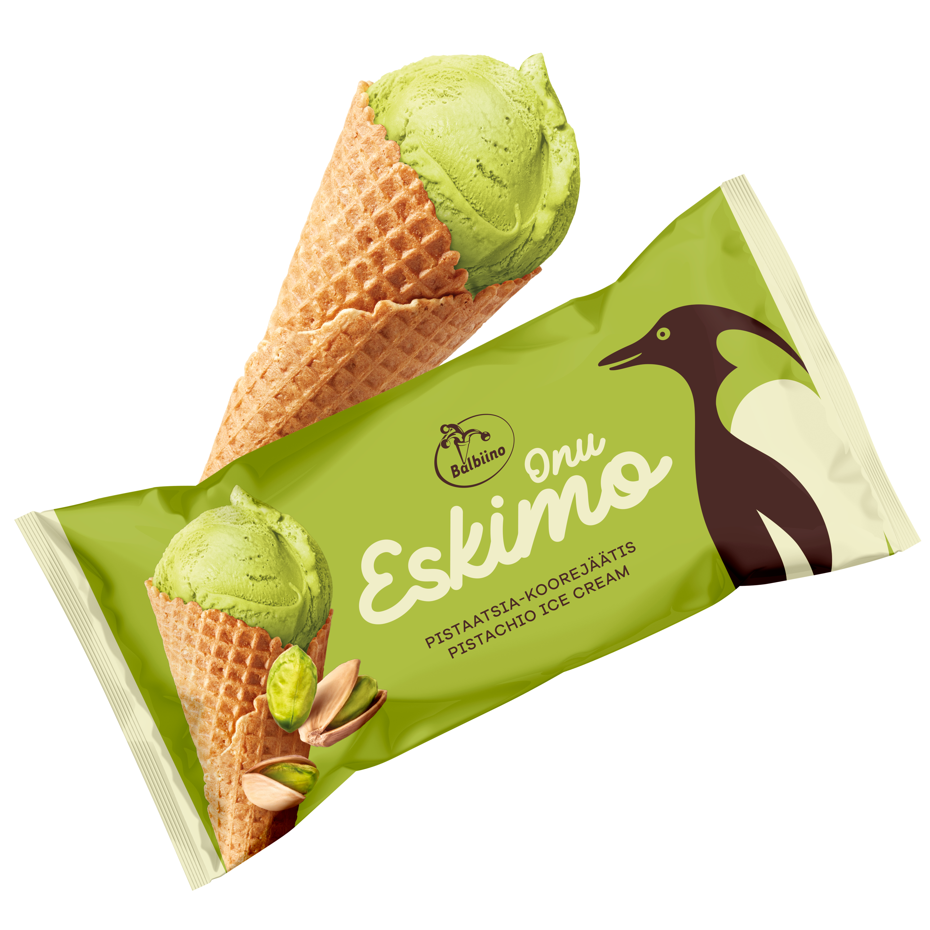 New Onu Eskimo Pistachio Cream Ice Cream In Wafer Cone Balbiino