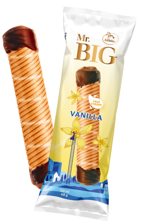 Mr.BIG vanilla cream ice cream in waffel tube