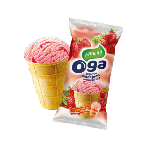 Oga Strawberry yoghurt ice cream in wafer cup
