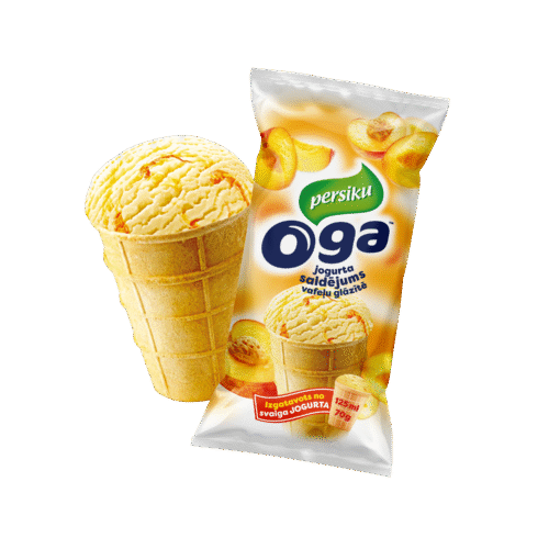 Oga Peach yoghurt ice cream in wafer cup