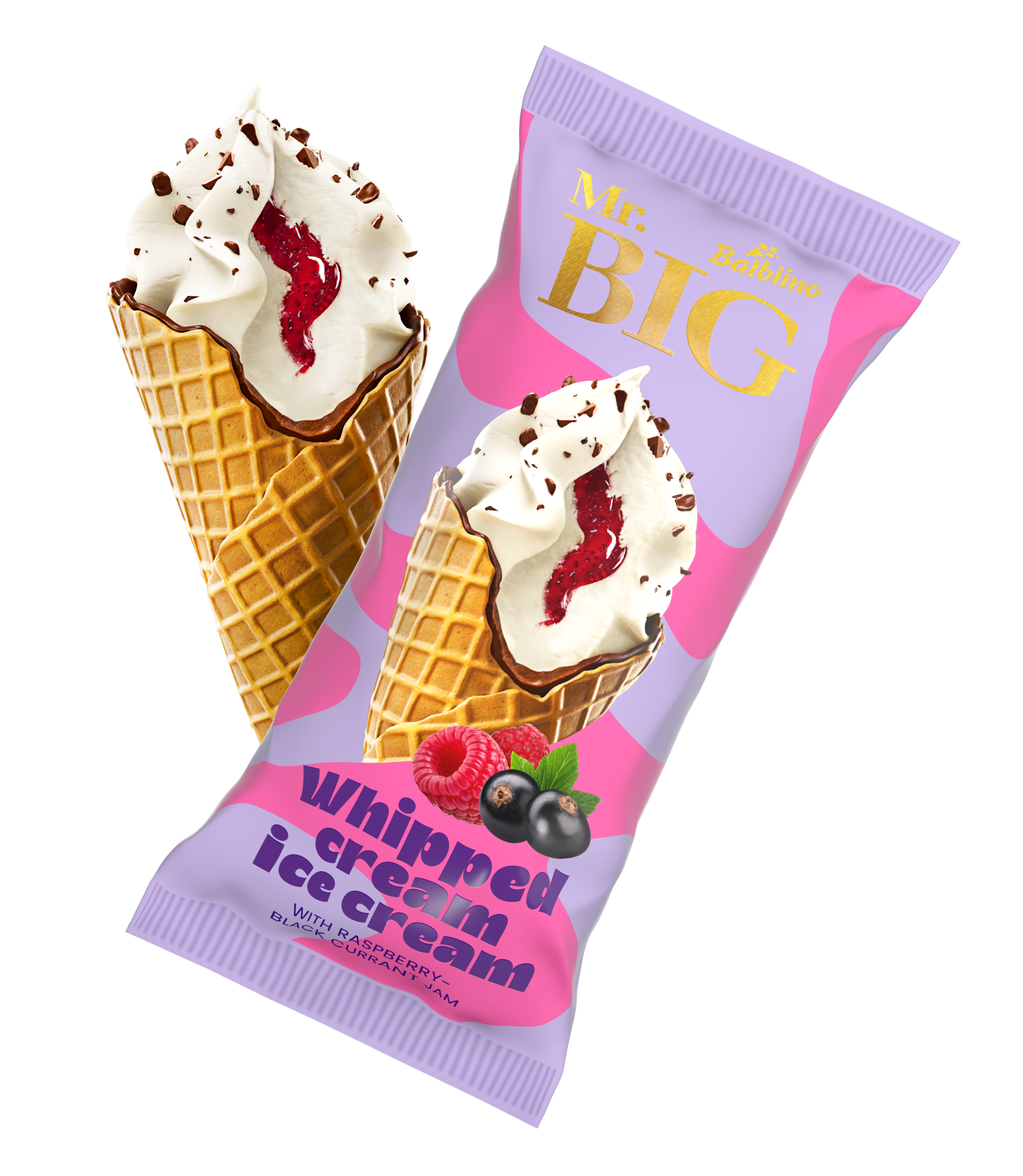 MR.BIG Whipped cream ice cream with raspberry – black currant jam