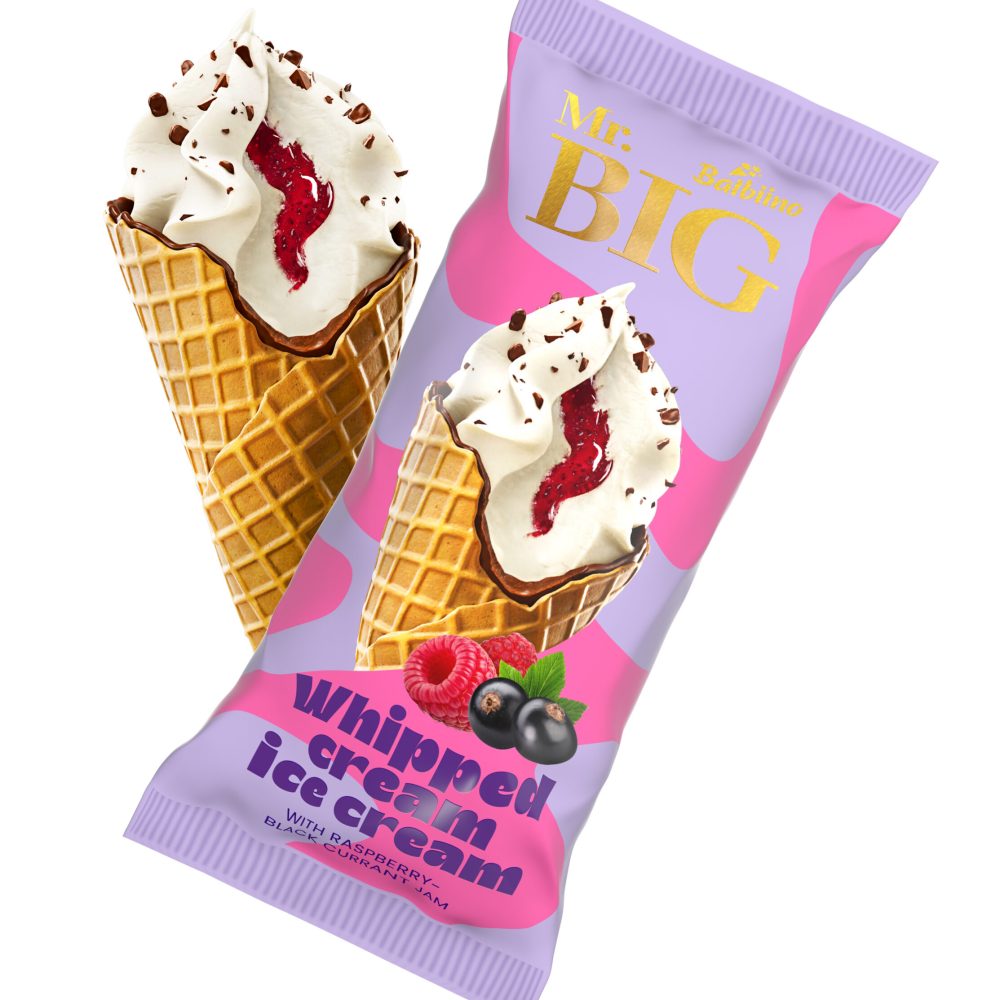 milk chocolate pieces in glazed waffle cone
