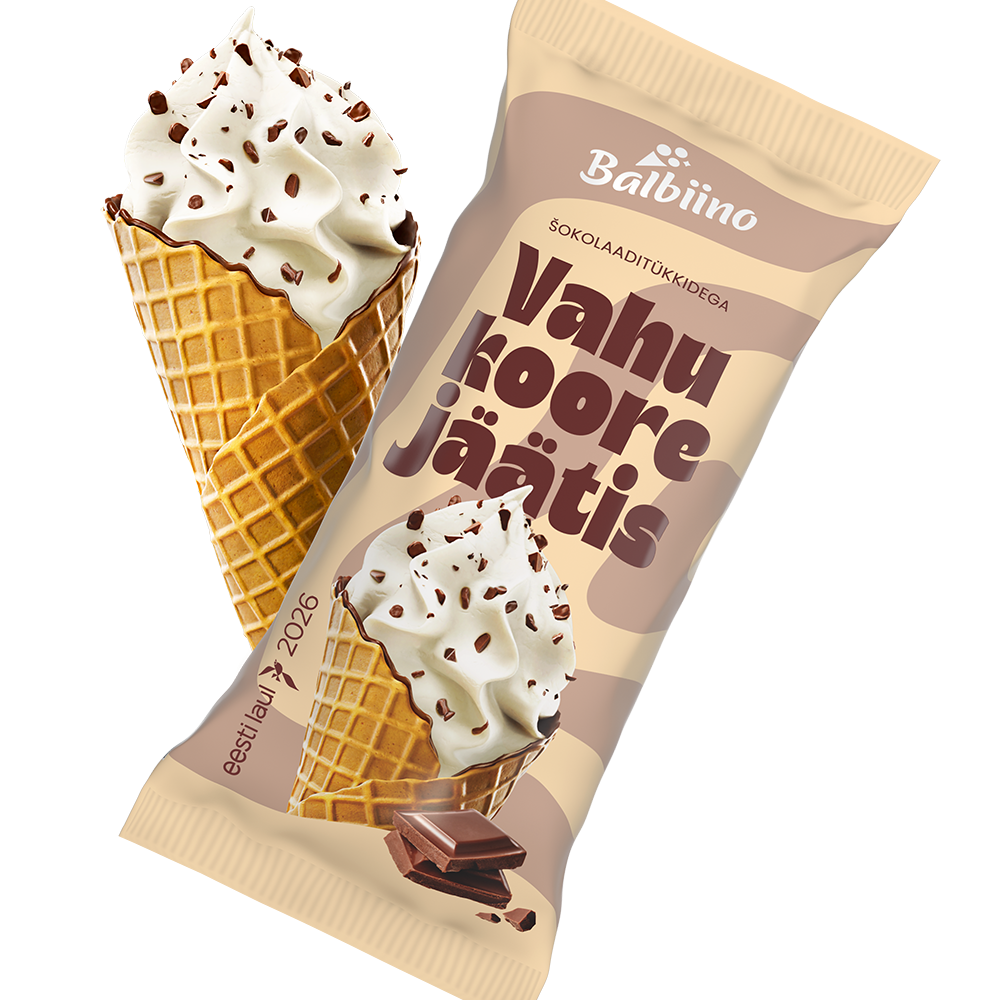 Vahukoorejäätis krõbe vahvel
